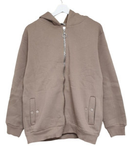 Bluza beżowa ocieplana na zamek z kapturem S/M MEGI COLLECTION