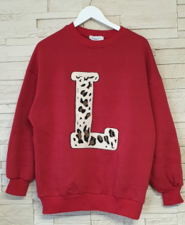 Bluza ocieplana czerwona duża plus size UNI THE FANCY