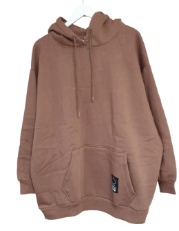MEGI Bluza brązowa ocieplana z kapturem duża plus size UNI