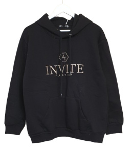 MEGI Bluza ocieplana z kapturem INVITE czarna S/M